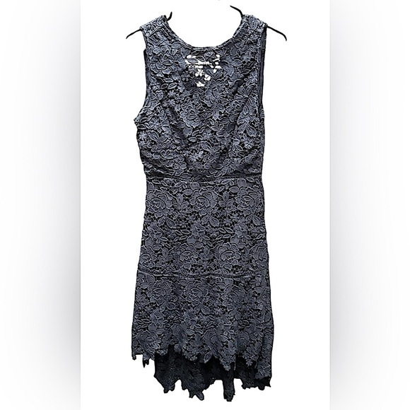 Joie Elegant navy blue Lace Dress size 6 pit to pit 15in length 39-46in high low - Picture 1 of 5